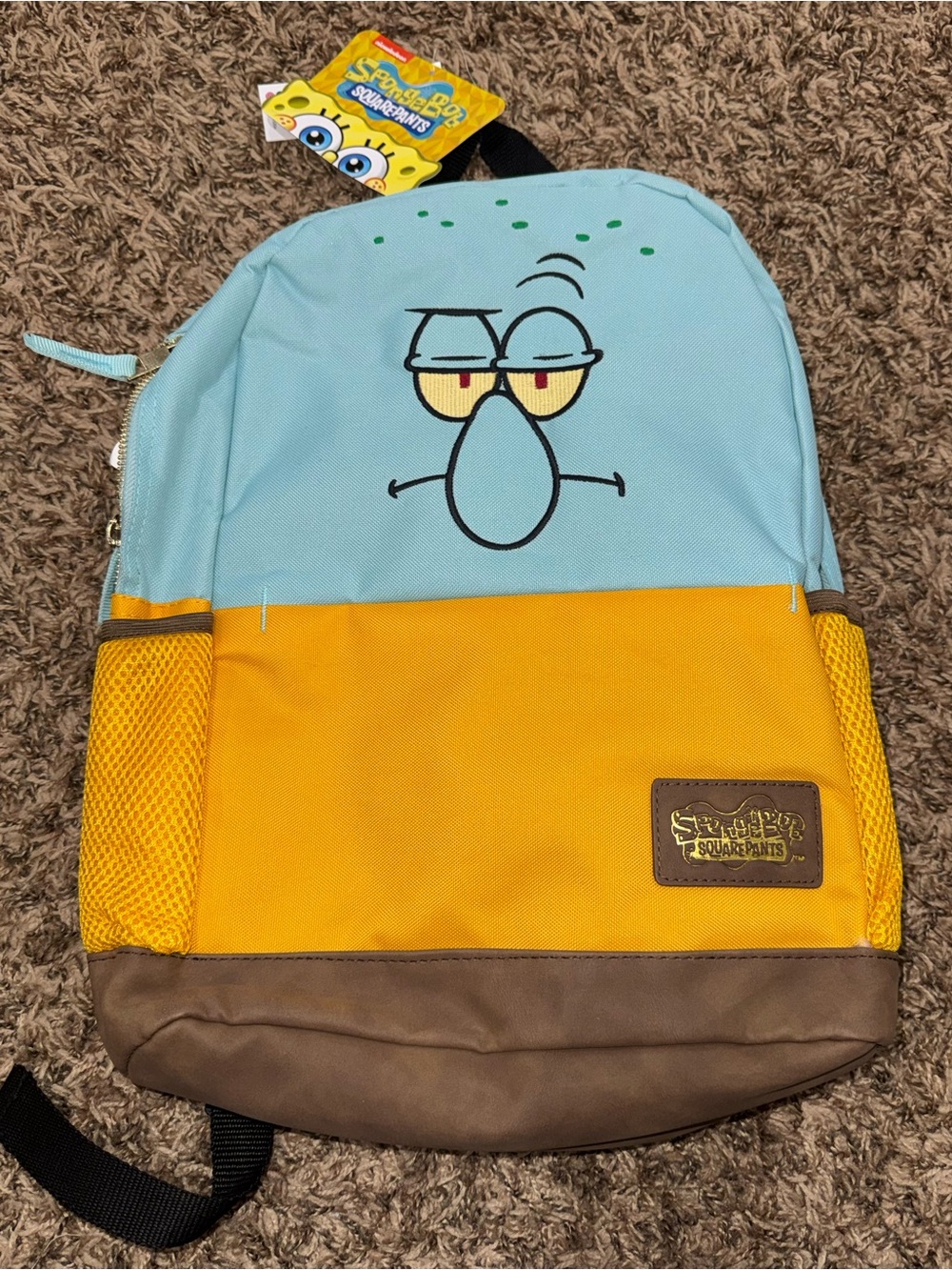 SpongeBob SquarePants Squidward Backpack โ Light Blue & Yellow